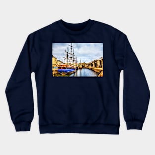 Charlestown Tall Ship Harbor, Cornwall, UK Crewneck Sweatshirt